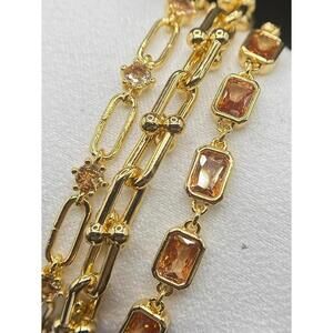 Always Raising The Bar Gold Plated Bracelet with Dark Smokey Topaz CZ